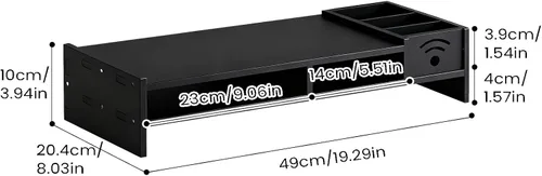 Vista 5 de Elevador de monitor – Elevador de monitor de madera de 2 niveles, organizador de escritorio para laptop 4.3 pulgadas de altura R, para el hogar