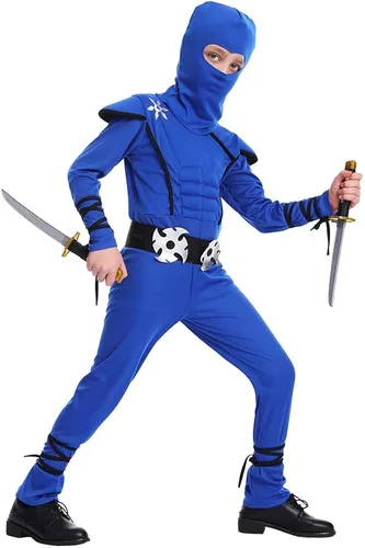 Vista 2 de Dsplay Boys Ninja Costume Cosplay Child Muscle Ninja Outfit Halloween