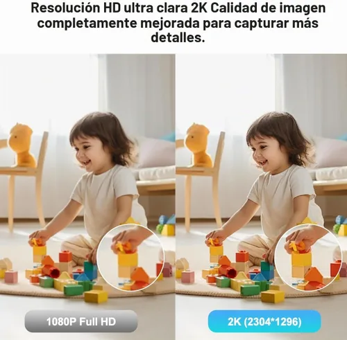 Vista 3 de EVERSECU Mini cámara de seguridad con cable para interiores 2K para el hogar, visión nocturna, cámara para mascotas con aplicación de teléfono