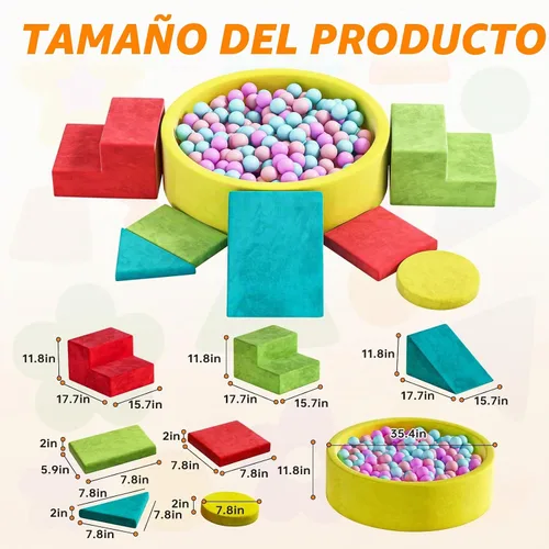 Vista 2 de Juego de bloques de escalada de espuma suave, juguetes de escalada para niños pequeños con pozo de bolas para jugar en interiores, escalador modular