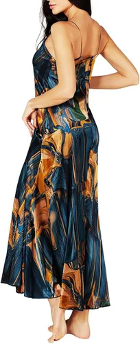 Vista 4 de Lonxu Womens Formal Dress Silk Satin Bridesmaid Dresses Sexy Bodycon Wedding Cocktail Party Guest Maxi Dress