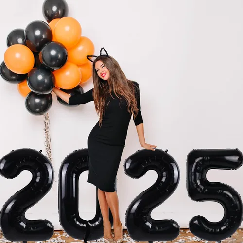 Vista 5 de Globos grandes de 40 pulgadas de números del 0 al 9, globos numéricos para decoración de fiesta de cumpleaños, globos de helio de aluminio