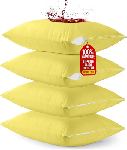 Vista 11 de Utopia Bedding Protector de almohada impermeable, con cremallera, paquete de 2, beige, estándar, funda de almohada a prueba de chinches, de 20 x 26