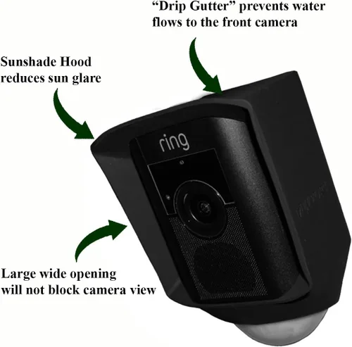 Vista 2 de Funda de silicona compatible con Ring Floodlight Cam Wired Plus, cámara de reflector, protección contra el deslumbramiento solar, los rayos UV