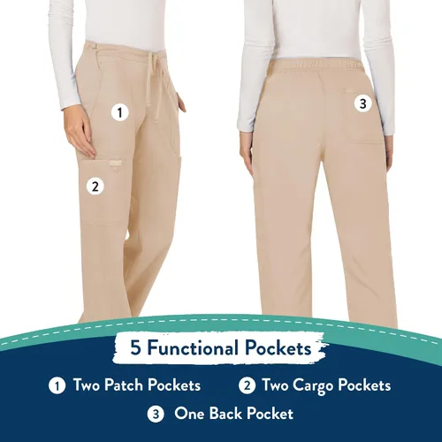 Vista 5 de Cherokee - Pantalones quirúrgicos elásticos Workwear Revolution WW120 para mujer, suaves y con cordón ajustable