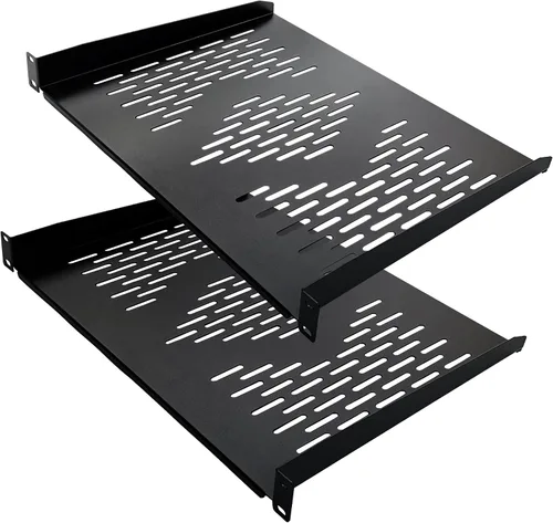 Vista 7 de RIVECO 2 piezas de estantes de rack de 1U, gabinete de 19" con montaje en bandeja de 1U ventilada en voladizo para montaje de estante de caja