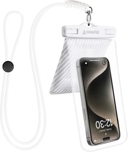 Vista 10 de Bolsa impermeable universal para teléfono [doble espacio] IPX8 bolsa seca con cordón para iPhone 16 15 14 13 12 Pro Max XS XR X Galaxy S25 S24 S23