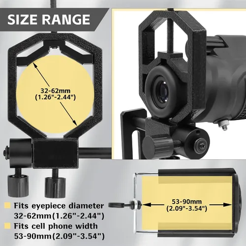 Vista 2 de 12x50 Waterproof Monocular Telescope K9 Prism - Bundle with - Universal Cellphone Telescope Durable Adapter Mount