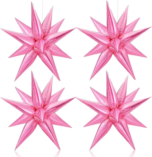 Vista 14 de Globos metálicos de papel de aluminio con forma de cono de estrella en explosión, azul, extragrandes, 26 pulgadas, para decoración de fiestas 2022