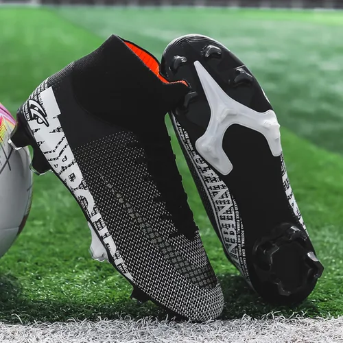 Vista 8 de HHY Tacos de fútbol para hombre, zapatos de fútbol con cordones antideslizantes