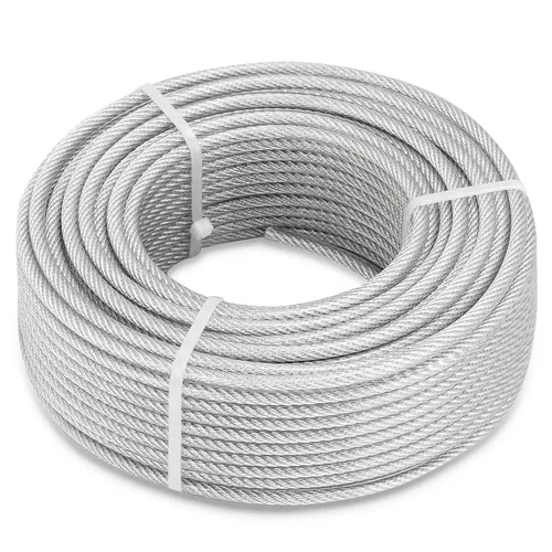 Vista 11 de Cable de 3/16", cable de acero recubierto de PVC de 50 pies