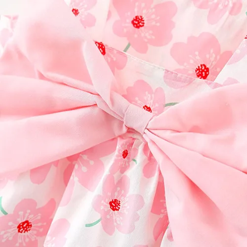 Vista 17 de Vestido tutú de verano para niñas pequeñas, sin espalda, vestido de princesa para fiesta de cumpleaños, vestido de verano con lazo floral