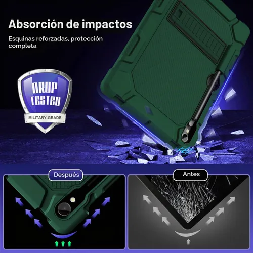 Vista 5 de Funda para Samsung Galaxy Tab S10 Lite/ S10 FE/ S9 FE 5G 10.9 Pulgadas/Galaxy Tab S9 11 Pulgadas 2023, Funda Protectora a Prueba de Golpes con Verde