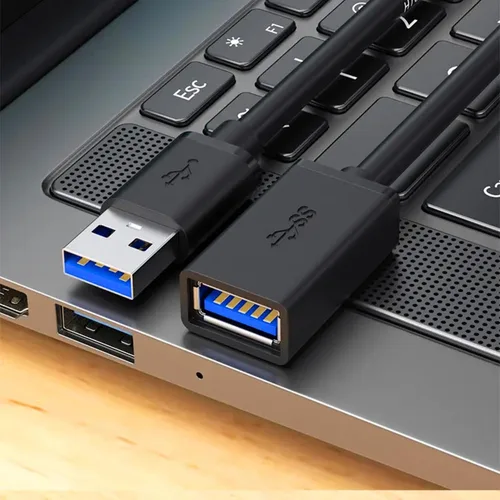 Vista 5 de ALINNA - Paquete de 5 cables de extensión USB 3.0 negros tipo A, macho a hembra, para tableta, teclado USB, mouse, unidad flash, disco duro