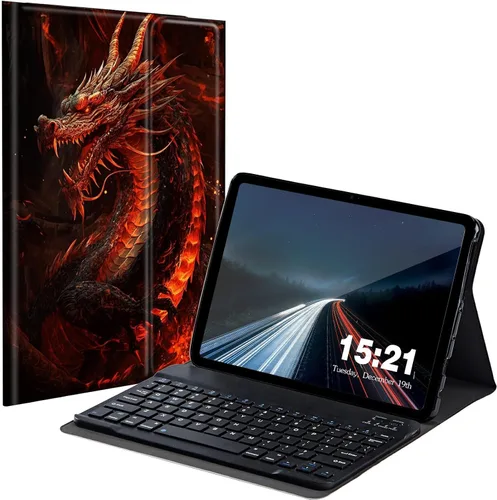 Vista 9 de Funda de teclado para Samsung Galaxy Tab S6 Lite 2022/2020, Galaxy Tab S6 Lite SM-P610/P613/P615/P619 con teclado Bluetooth inalámbrico desmontable