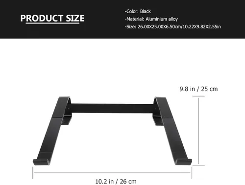 Vista 2 de Portable Folding Laptop Stand, Black Aluminium Alloy Holder for Desk