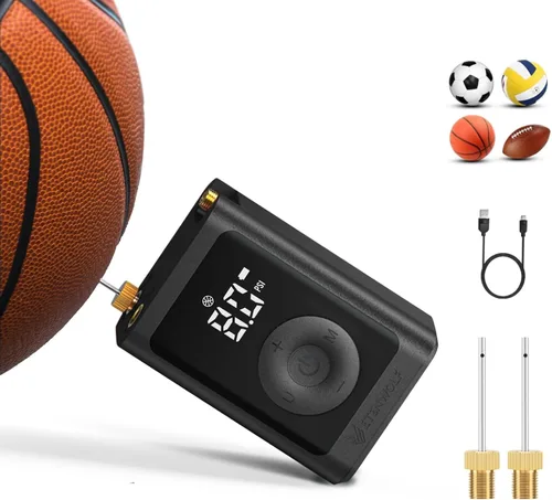 Vista 9 de ETENWOLF Bomba de bola eléctrica de inflado y desinflado de 2 a 17 PSI, bomba de baloncesto con manómetro preciso, bomba de aire recargable
