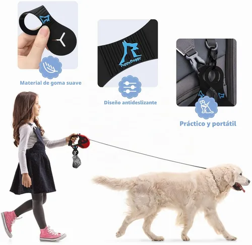 Vista 4 de Soporte para bolsa de excrementos de perro para correa, bolsa de desechos, dispensador de bolsas de excrementos de perro, para caminar, correr Negro