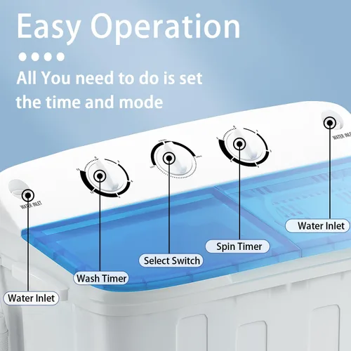 Vista 5 de Lavadora portátil 18Lbs Twin Tub Combo con estante y perchas