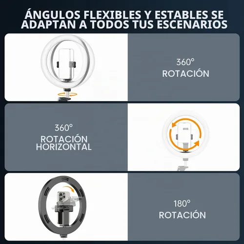Vista 8 de Anillo de luz de 12 pulgadas con trípode para iPhone, soporte de cámara de teléfono superior, soporte de trípode ajustable de 72 pulgadas de altura