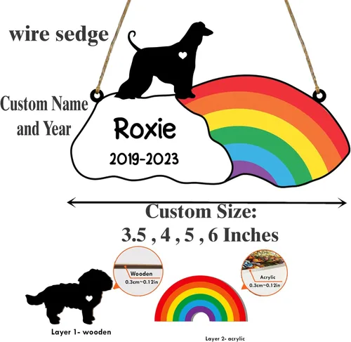 Vista 4 de LOVELYPOD Rainbow Bridge - Regalos conmemorativos para mascotas, regalos conmemorativos para perros afganos por pérdida de sabueso afgano, regalo