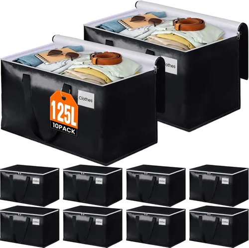 Vista 9 de BlissTotes Bolsas de mudanza, cajas de mudanza resistentes con cremalleras superiores y asas resistentes, bolsas de almacenamiento para ahorrar