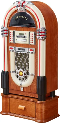 Vista 16 de Arkrocket Jukebox reproductor de discos de vinilo de tamaño completo Bluetooth USB SD Reproductor de CD Radio, tocadiscos retro clásico Jukebox