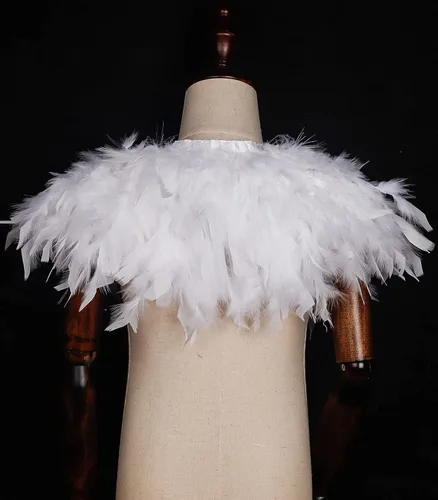 Vista 5 de L'VOW Chal de plumas iridiscente para niños de moda para fiestas de juegos (copos blancos)
