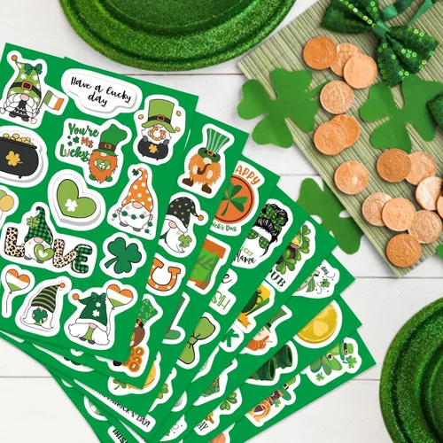 Vista 4 de 309 calcomanías temáticas del día de San Patricio, calcomanías de trébol para niños, manualidades irlandesas del día de San Patricio para niños