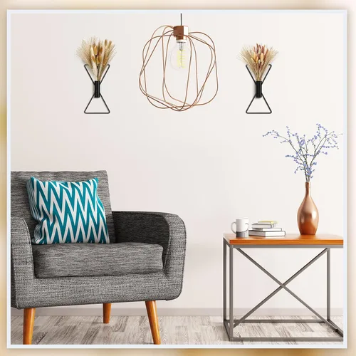 Vista 4 de Peryiter 2 Piezas de Decoración de Pared Boho Arte de Pared de Metal Macetas Colgantes en Forma de X con Pampas Artificiales Decoración Moderna