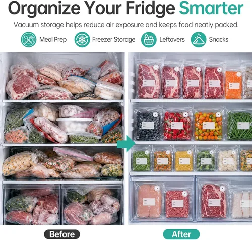 Vista 8 de Sellador al vacío para alimentos con 10 bolsas reutilizables, color gris
