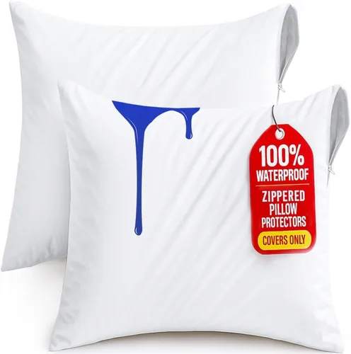Vista 16 de Utopia Bedding - Fundas impermeables para almohadas (sin insertos de almohada) con cremallera europea (paquete de 2, blanco), fundas de almohada