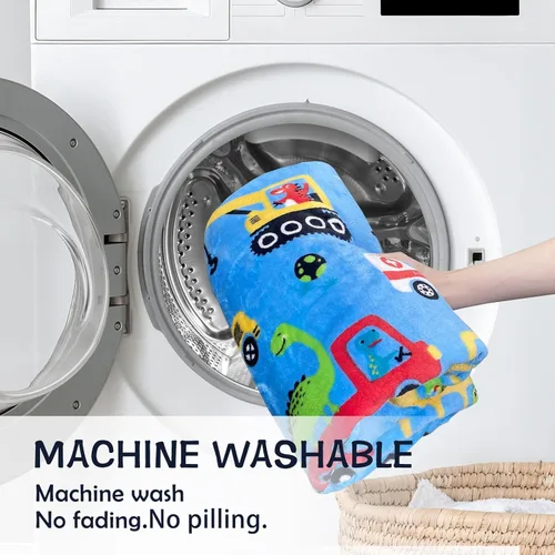 Vista 6 de SOCHOW Manta de Vellón con Diseño de Carro Camión Lindo para Niños y Niñas, Manta de Franela Suave Ligera Acogedora y Cálida para Cama de Niños