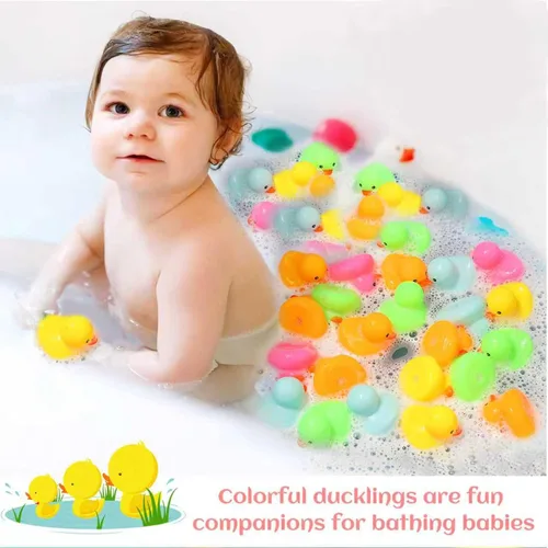 Vista 2 de Paquete de 50 mini patos de goma multicolor de juguete de baño de patos pequeños