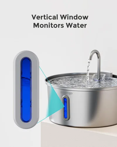 Vista 5 de Fuente de agua para gatos de acero inoxidable: fuente para gatos de 108 oz/3.2 L para beber Dispensador de tazón de agua silencioso para gatos