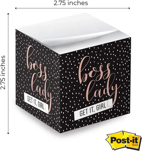 Vista 5 de Boss Lady Sticky Note Cube / 600 hojas / Bloque de notas de 2.75 pulgadas impreso en 4 lados/diseño súper chic empoderador Jefa