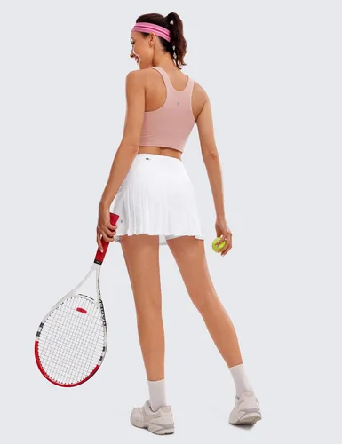 Vista 4 de CRZ YOGA Faldas de tenis plisadas para mujer con bolsillos, cintura alta, atléticas, para golf, faldas para mujer, suaves, transpirables, lindas