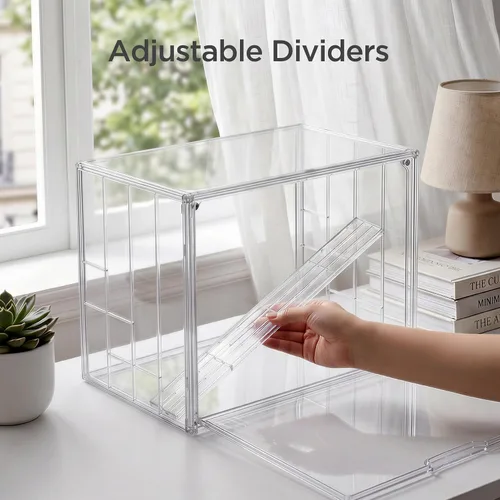 Vista 4 de HBlife Mini invernadero para interiores, casa verde apilable transparente con puerta magnética y separadores de drenaje ajustables, invernadero