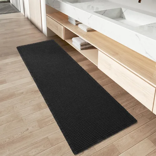 Vista 50 de AMOAMI Tapete de baño mejorado con diseño de gofre, súper absorbente, antideslizante, para suelo de baño, lavable a máquina, con borlas, tapetes