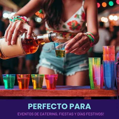 Vista 7 de Party Essentials Vasos de disparo de plástico duro de 2 onzas, 40 unidades, neón surtidos