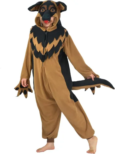 Vista 3 de Pijama unisex de una pieza de pastor alemán para adultos, disfraz de Navidad, Halloween, ropa de dormir para mujer