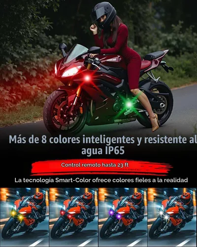 Vista 3 de Luces estroboscópicas LED inalámbricas recargables con control remoto, 8 colores USB anticolisión luces LED inalámbricas para automóvil