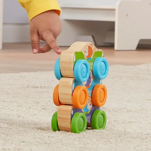 Vista 6 de Melissa & Doug First Play - Cochecitos de madera apilables de animales (3 piezas)