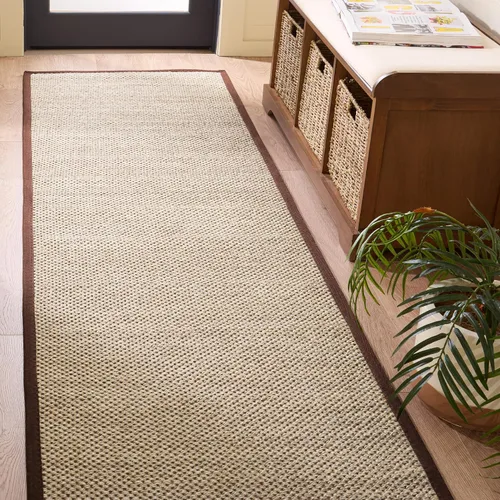 Vista 51 de SAFAVIEH Alfombra de área de 8x10 pies - Colección de fibra natural - Grande - Mármol y negro, sisal, diseño tejido con borde (NF143A)