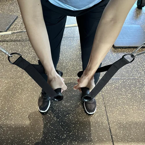 Vista 6 de Asas de resistencia para gimnasio, mango de repuesto resistente, accesorios para poleas de máquina de cable, banda de resistencia y entrenador