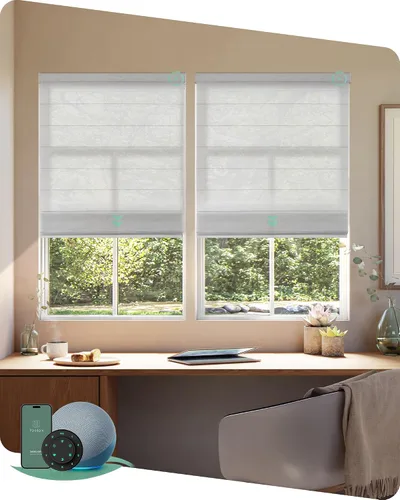 Vista 15 de Yoolax Persianas Romanas con Filtrado de Luz para Ventanas, Persianas Romanas Opacas Sin Cables, Muestra de Tela (Multicolor)