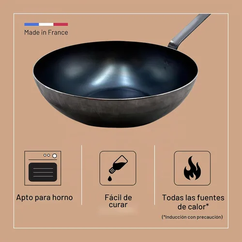 Vista 4 de de Buyer - Wok Pan de acero al carbono azul de 0.079 in de grosor - ACCESO