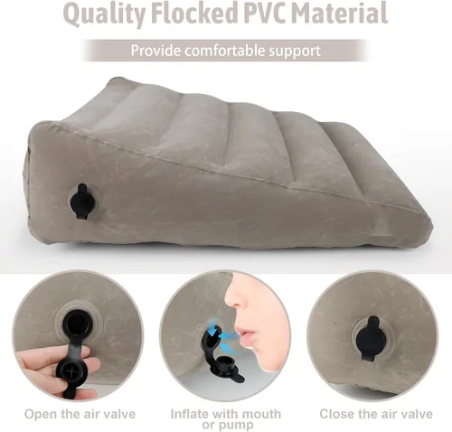 Vista 2 de Almohada de cuña inflable, almohadas de viaje portátiles para dormir, almohada triangular ajustable adecuada para apnea del sueño, soporte