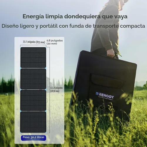 Vista 2 de Renogy Maleta de panel solar de 800 W, paneles solares plegables portátiles dobles de 400 W para estación de energía, campamento de caravana
