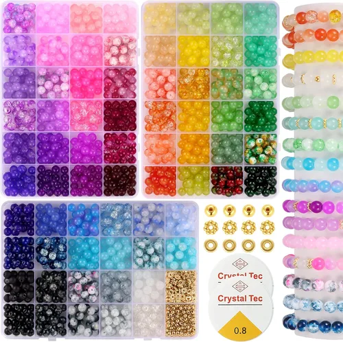 Vista 7 de Cuentas de vidrio para pulseras, 2700 unidades, 70 colores, cuentas